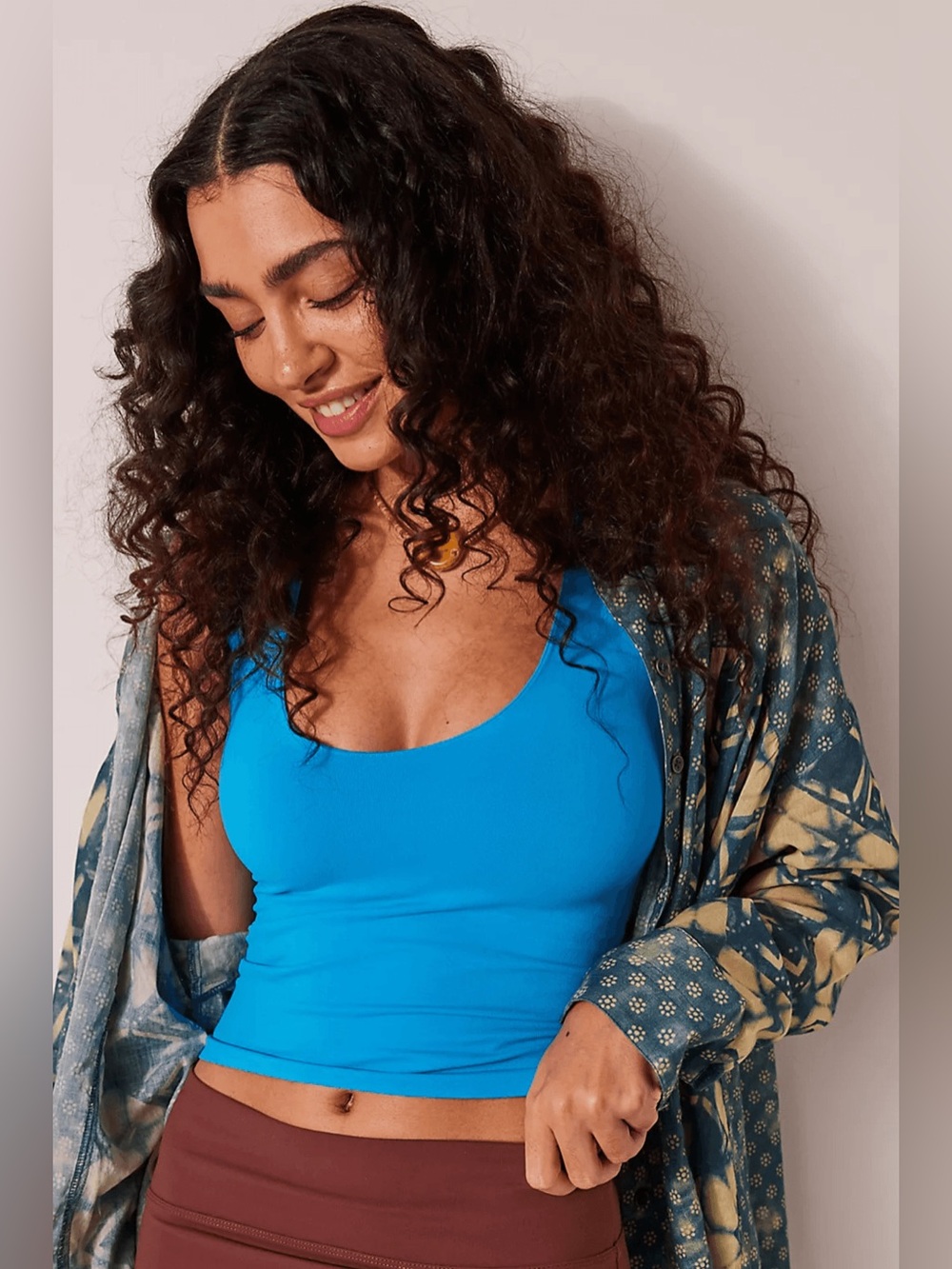 Free People Clean Lines Muscle Cami in Baywatch Blue